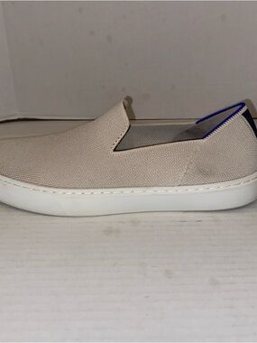 Rothy's Beige Slip-On Loafer with Blue Trim